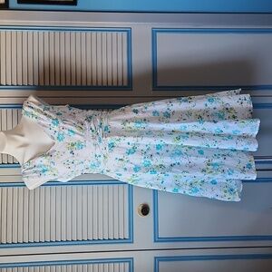 Dress Barn White & Blue Floral Dress